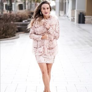 Omg sleeve sequin dress rose gold